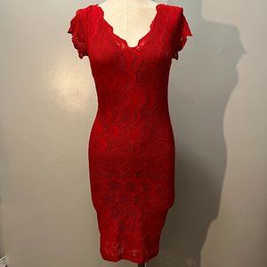 NIGHTCAP x Carisa Rene RED STRETCHY BODYCON MINI DRESS SZ X-SMALL
